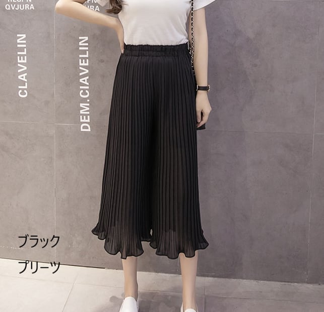 ボトムス パンツ ワイドパンツ ガウチョ シフォン フレア ハイウエスト かわいい ...