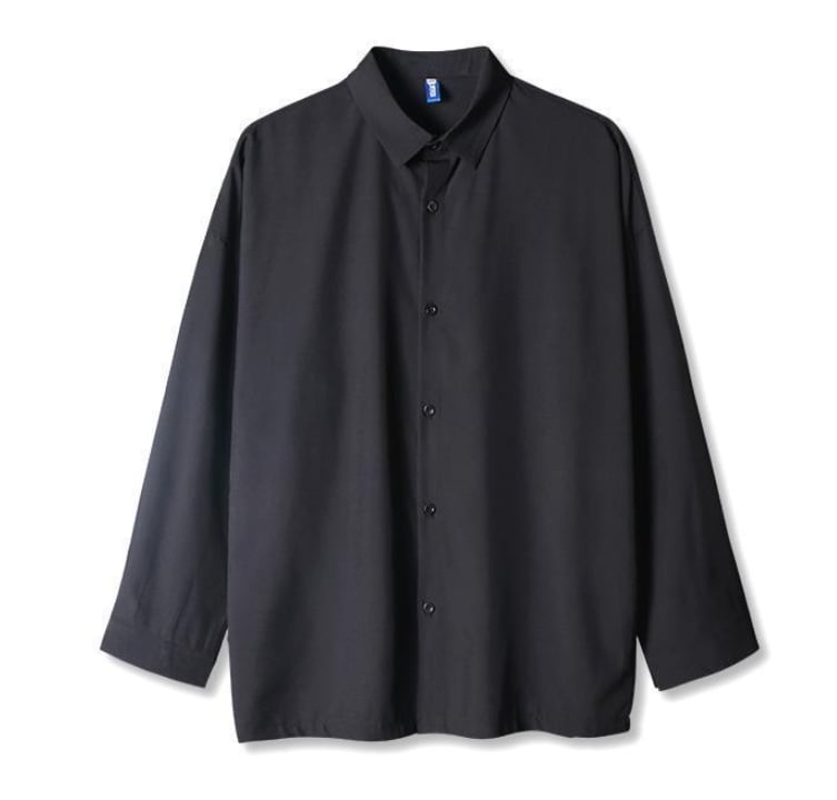 Rakuten - トップス 上着 人気 おすすめ おしゃれ 暖かい 防寒 お洒落 激安 安い 送料無料 プチプラ ブラウス カジュアルシャツ 長袖 ロング レギュラーカラー オーバーサイズ ワイド ドロップショルダー 無地