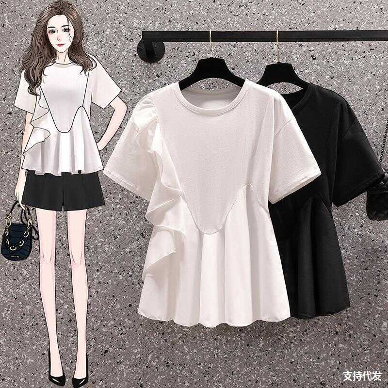 Short Sleeves - トップス シャツ 白トップス 袖あり 半袖 Vネック ペプラム パフスリーブ かわいい 大人可愛い きれいめ シンプル 大人 おしゃれ お洒落 かっこいい アジアン 花柄 春 夏 秋 10代 20代 30代