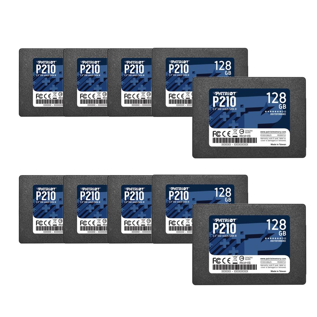 Patriot P210 SATA 3 128GB SSD 2.5 Inch Internal Solid State Drive 10 Pack, Lot of 10 - P210S128G2510