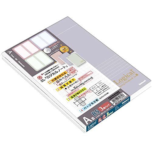 ナカバヤシ ロジカルノートセミB5/A罫/30枚 シャイニーカラー 3冊パック NB518A-3P
