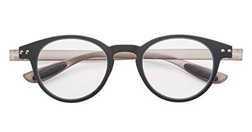 老眼鏡 ブルーライトカット 携帯 軽量 おしゃれ ボストン colorfulook ブラック*グレー 度数+2.00 (カラフルック 軽量 形状記憶 フレーム) 5351-20