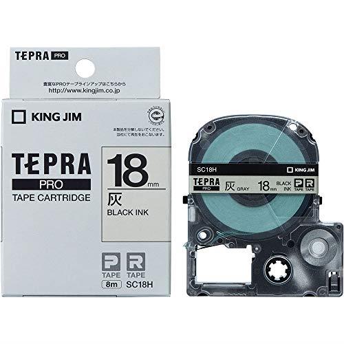 キングジム テープカート リッジ テプラPRO 18mm SC18H 灰ラベル