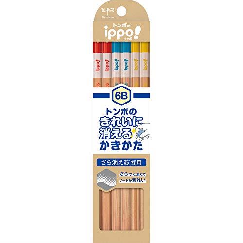 トンボ鉛筆 鉛筆 ippo! きれいに消えるかきかたえんぴつ 6B 1ダース ナチュラル KB-KSKN01-6B