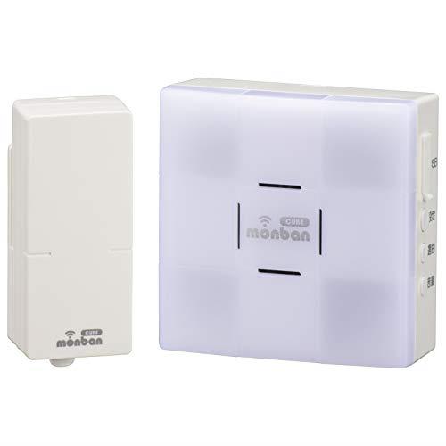 オーム電機 monban CUBE 音センサー送信機+光フラッシュ電池式受信機 OCH-SET26-BLUE 08-0526 OHM 白 ワイヤレスチャイムセット