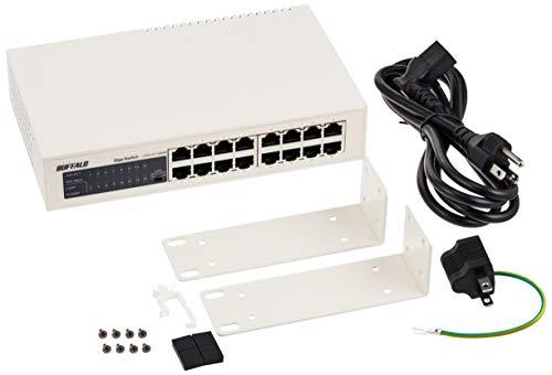 BUFFALO Giga対応 金属筺体 電源内蔵 16ポート ホワイト スイッチングハブ 日本 LSW4-GT-16NSR