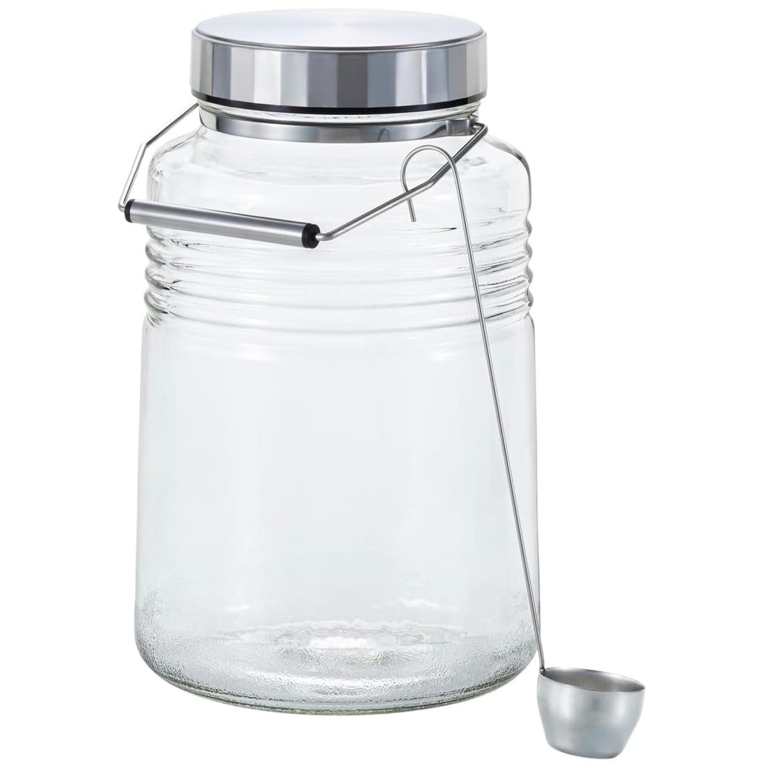 アデリア(ADERIA) MCコンテナー4L 日本製 化粧箱入り 梅酒瓶 保存容器 梅瓶 保存瓶 米びつ ステンレスキャップ ガラス瓶 ガラス キャニスター 密閉容器 調味料入 瓶 密閉 コーヒー豆 816