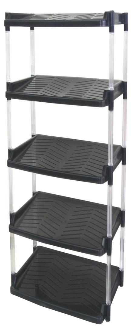 平和工業(Heiwa Kougyou) シューズラック クリ スタル ワイド 5段 グレイ