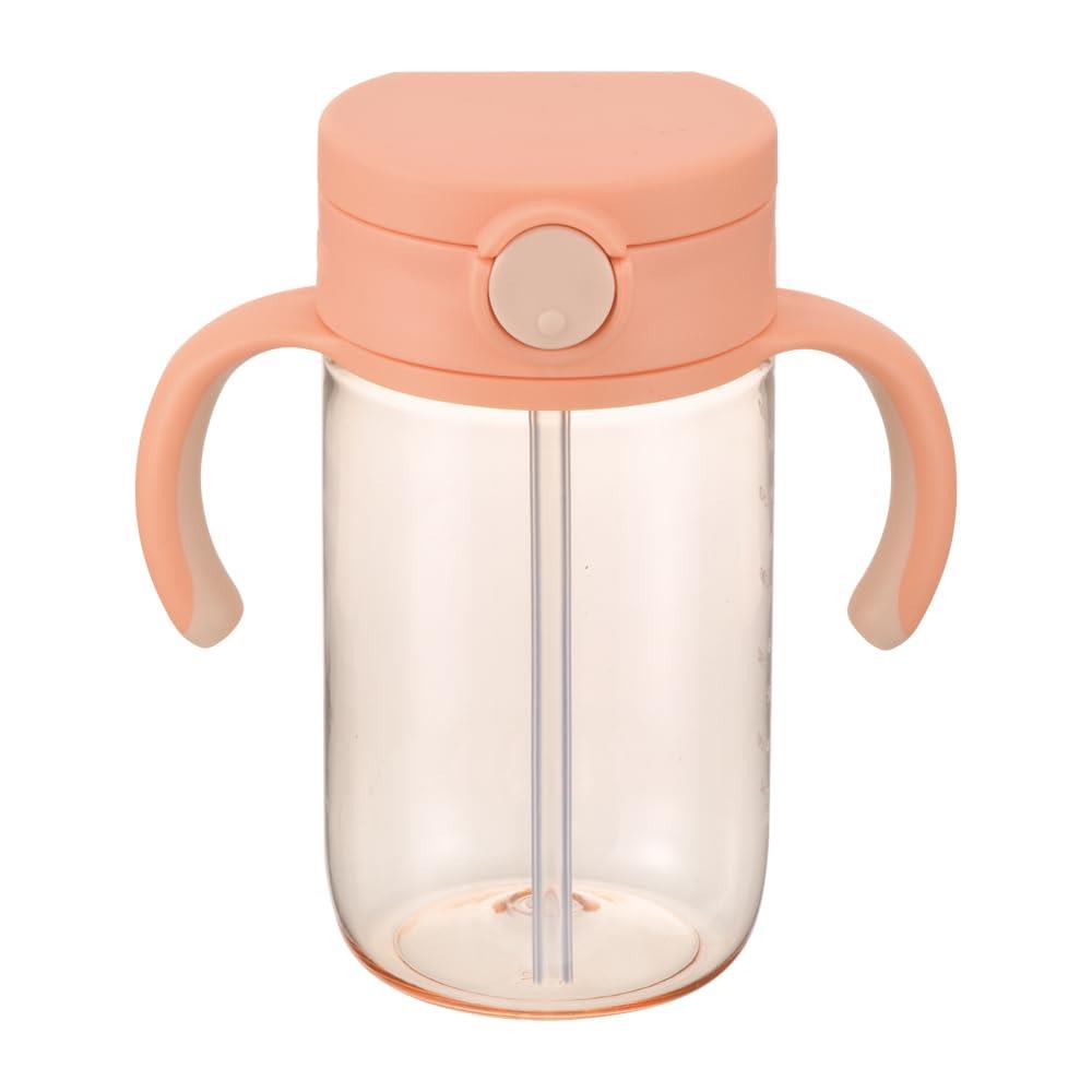 リッチェル 漏れない 洗いやすい おでかけストローマグ オレンジ 320ml 7カ月から 手前にくるストローで最後まで飲み切りできる