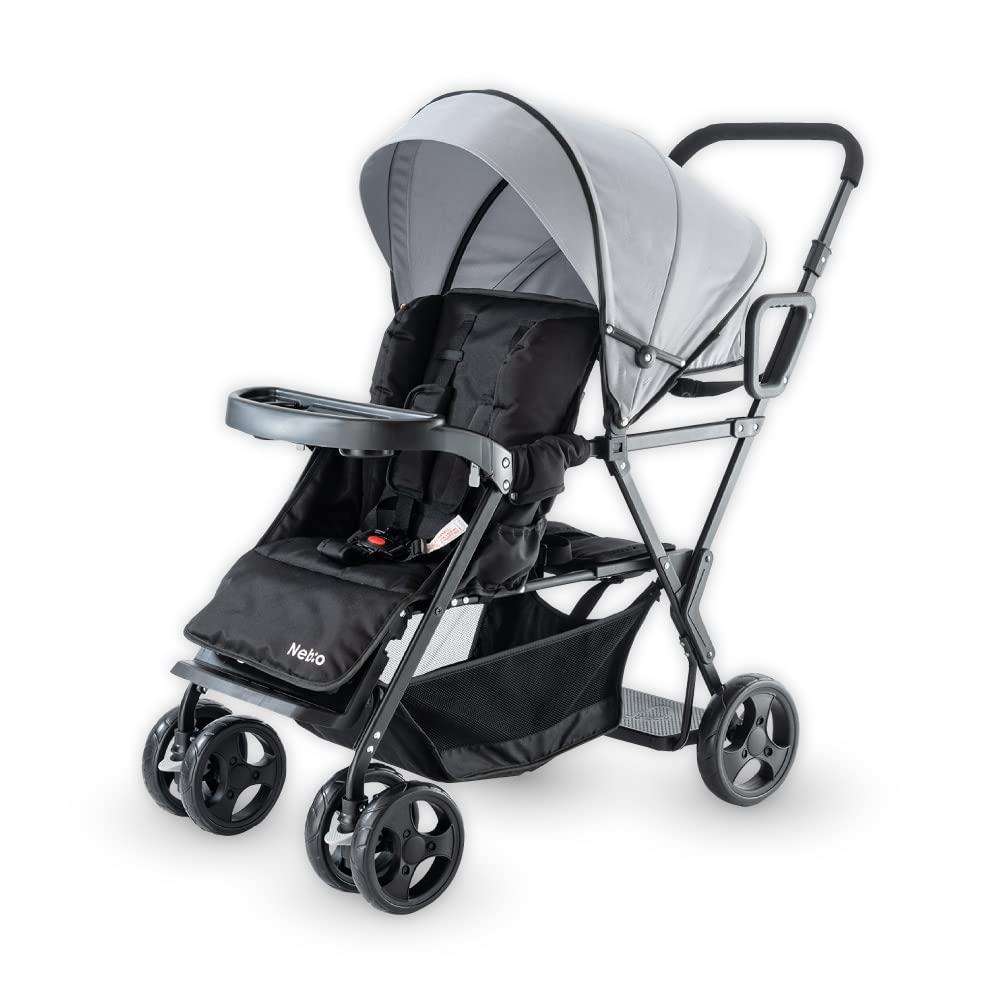 【2人乗りサイズでもコンパクト！】二人乗り 2人乗り ベビーカー 軽量 折りたたみ ドリンクホルダー 大型幌 小回り 2歳半 3歳 4歳 双子 兄弟 姉妹 アミティエF ネビオ Nebio