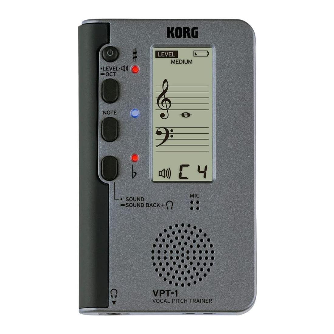 ◆商品名：KORG(コルグ) ボーカル用 ピッチ・トレーナー VPT-1 ボイストレーニング/ボーカルレッスン/チューナーチューナーのコルグが作ったボーカル専用ピッチ・トレーナー。五線譜によるノート表示。3段階のチューニング・レベル(難易度)調整。基準音を発振するサウンド・アウト機能。入力した声に近い基準音を発振するサウンド・バック機能。人間の声も一つの楽器。まずはチューニングを合わせることから始めましょう。自分が正しいピッチで歌えているか意識し始めることが、美しいアンサンブルへの近道となります。 左手に持って操作しやすい縦型のレイアウトや、直感的にピッチが確認できる五線譜でのノート表示、入力した声のピッチに最も近い基準音が出力されるサウンド・バック機能など独自の機能を装備し、ボーカル・レッスン専用モデルを作り上げました。 正しいピッチで歌えるという自信が、あなたのボーカルをワンランク上のレベルへと導く。ボーカル・ピッチ・トレーナー、VPT-1。