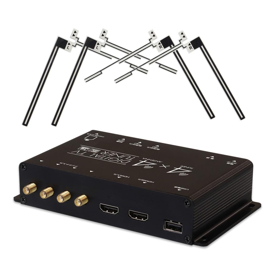 MAXWIN 地デジチューナー フルセグチューナー 4×4 車載 HDMI入出力 地デジ フルセグ ワンセグ フィルムアンテナ 12V 24V 両対応 FT44H