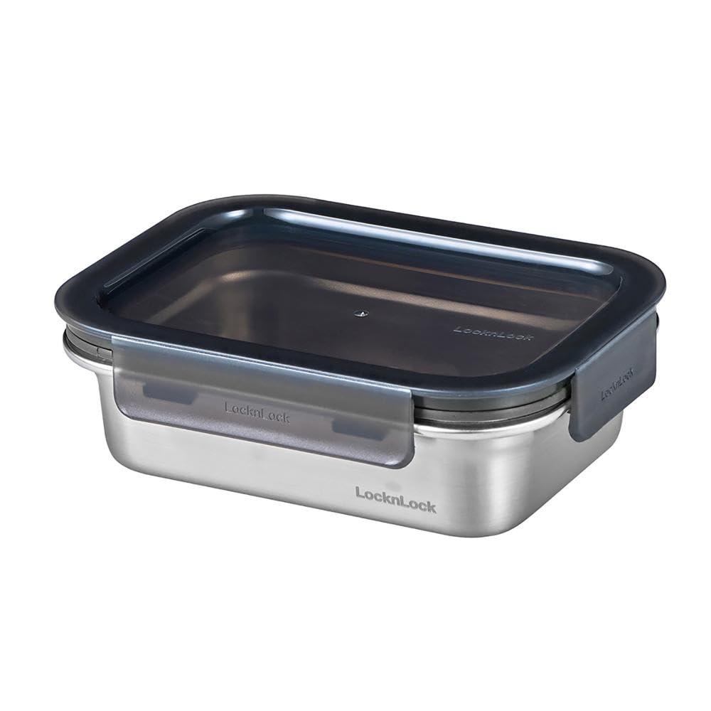 ベストコ ステンレス 保存容器 電子レンジ オーブン 食洗機 対応 600ml 長方形 シルバー ロック＆ロック ステンハード LST513