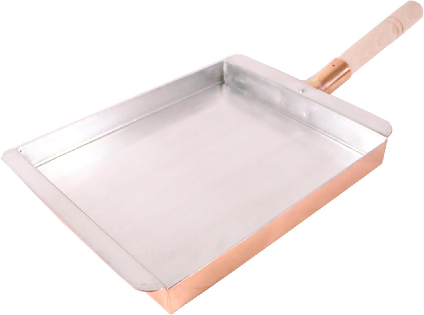 遠藤商事 TKG 卵焼きフライパン 22.5cm 銅の熱伝導で卵が均一に加熱されふっくら美味しく ガス火専用 幅×奥行×深さ(内寸mm)225×270×30長方形 質量(kg)1.55 木製ハンドルで熱くなりにくい(取付必要) 業務用 日本 BTM04022