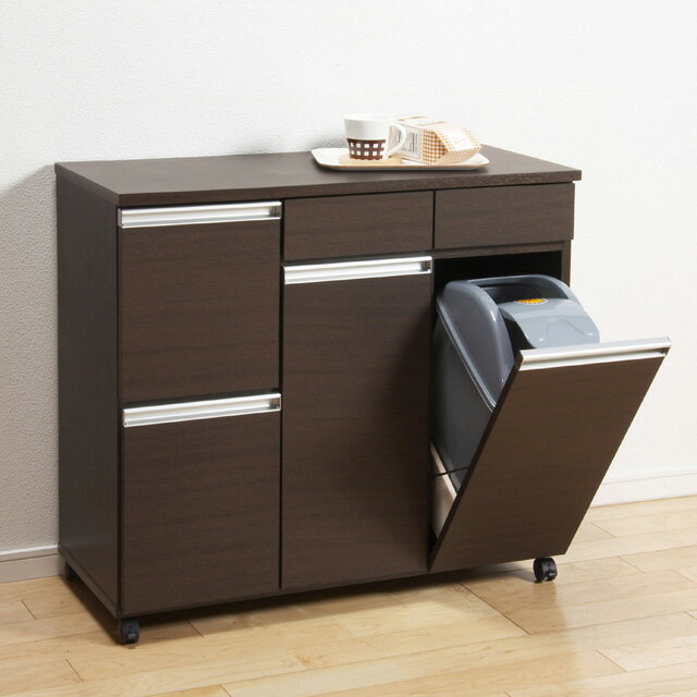 キッチンワゴン 大型 ごみ箱格納ラック 調理ボード 完成品 キャスター付き 引き出し収納