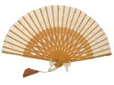 木骨 変形組合骨 木扇【稲穂柄】/組み合わせ骨/うねり/7寸 ピーニャ生地/シルクファン・アールデコ ブランド/