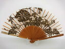 和紙切抜き扇子/シルエットファン 朝顔柄(白×唐木)/7寸節付き親骨/男女兼用/女性婦人女物扇子