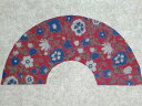 【別注】セミオーダー扇子/バティック インド綿生地/エンジ/花柄【男性用女性用ミニハマグリシェル四角扇スクエア】左利き可