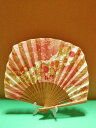 スクエア扇子(四角扇)/綿生地 キキョウ、菊、ボタン、秋草柄 唐木/団扇型ピンク/女性用扇子/団扇型/男女兼用/男物女物/紳士男性用/婦人女性用