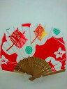 スクエア扇子(四角扇)/糸巻き(赤)/手ぬぐい浴衣生地・唐木/団扇型/男女兼用/男物女物/紳士男性用/婦人女性用
