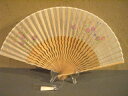 うねりさらし骨/型染め扇(なでしこ)/さらし×白/6.8寸/宗一ブランド