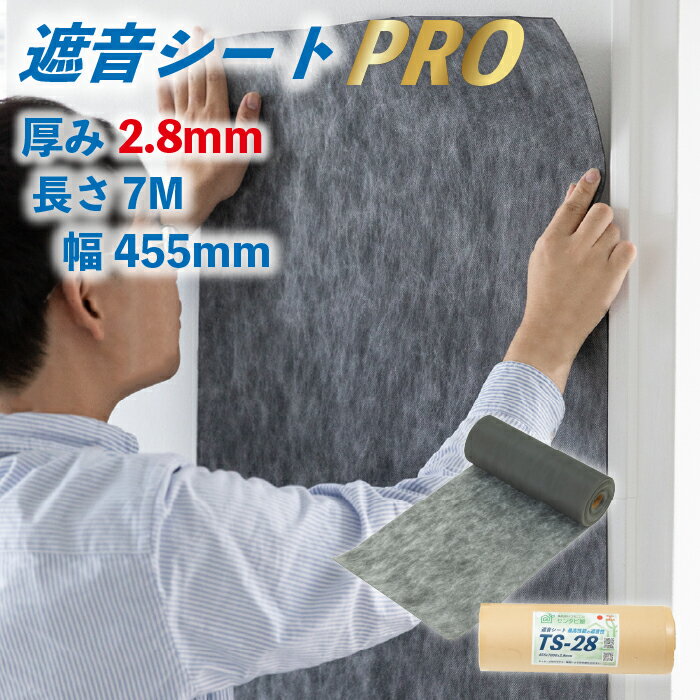 最大10%OFFクーポン配布 【PRO仕様新発売】 遮音シート 防音シート 壁 壁紙 防音 騒音 消音 雑音 対策 厚さ 2.8mm 幅 455mm 長さ 7.0m 賃貸 マンション アパート 遮音材 防音材 吸音 シール DIY スタジオ 室内 センタビ屋