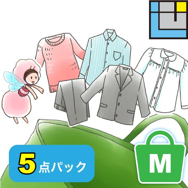 衣類 クリーニング 詰め放題 【送料無料】5点 宅配クリーニング 　セット 入れ放題 詰め込み セーター スーツ カシミヤ シルク 防虫 汗抜き 帯電防止 Mサイズ【エコ割】100円引き クリーニング 保管 お試しビジネスパック