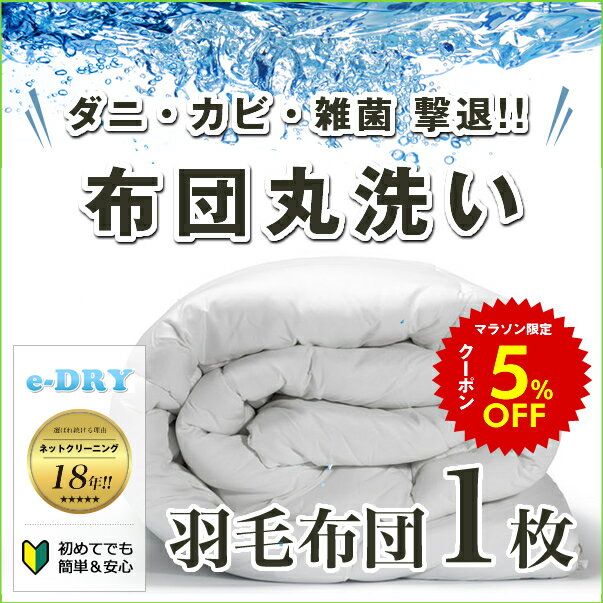 布団クリーニング 1枚 羽毛布団 クリーニング 布団 布団丸洗い ふとん丸洗い ふとんクリーニング 羽毛 シングル 宅配…