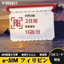 eSIM Wi-Fiよりも圧倒的に速い! esimカード 超高速データ QRコード納品 一時帰国 留学 短期 出張 使い捨て 2日間 1GB/日 フィリピン P...