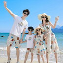 家族旅行 親子ペアルック 子供 花柄 リゾートワンピース リンクコーデ 親子 セット シャツ+パンツ パパママとお揃い花柄ペアルック ママ 子供 ご家族お揃いト...