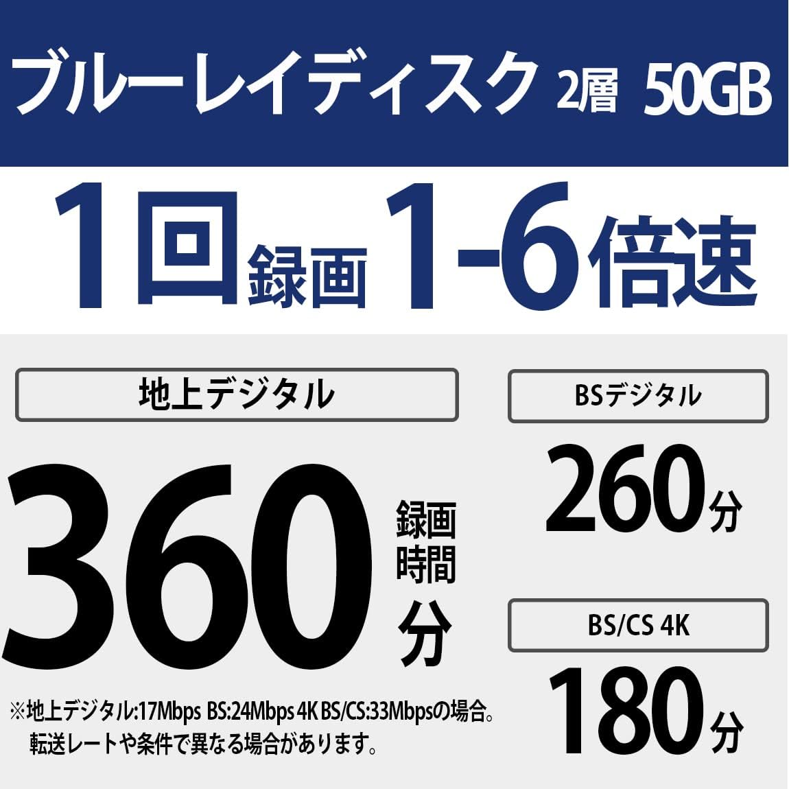 ソニー(SONY) ブルーレイディスク BD-R DL 50GB (1枚あたり地デジ約6時間) 1回録画用 11枚入り 6倍速ダビング対応 ケース付属 11BNR2VMPS6