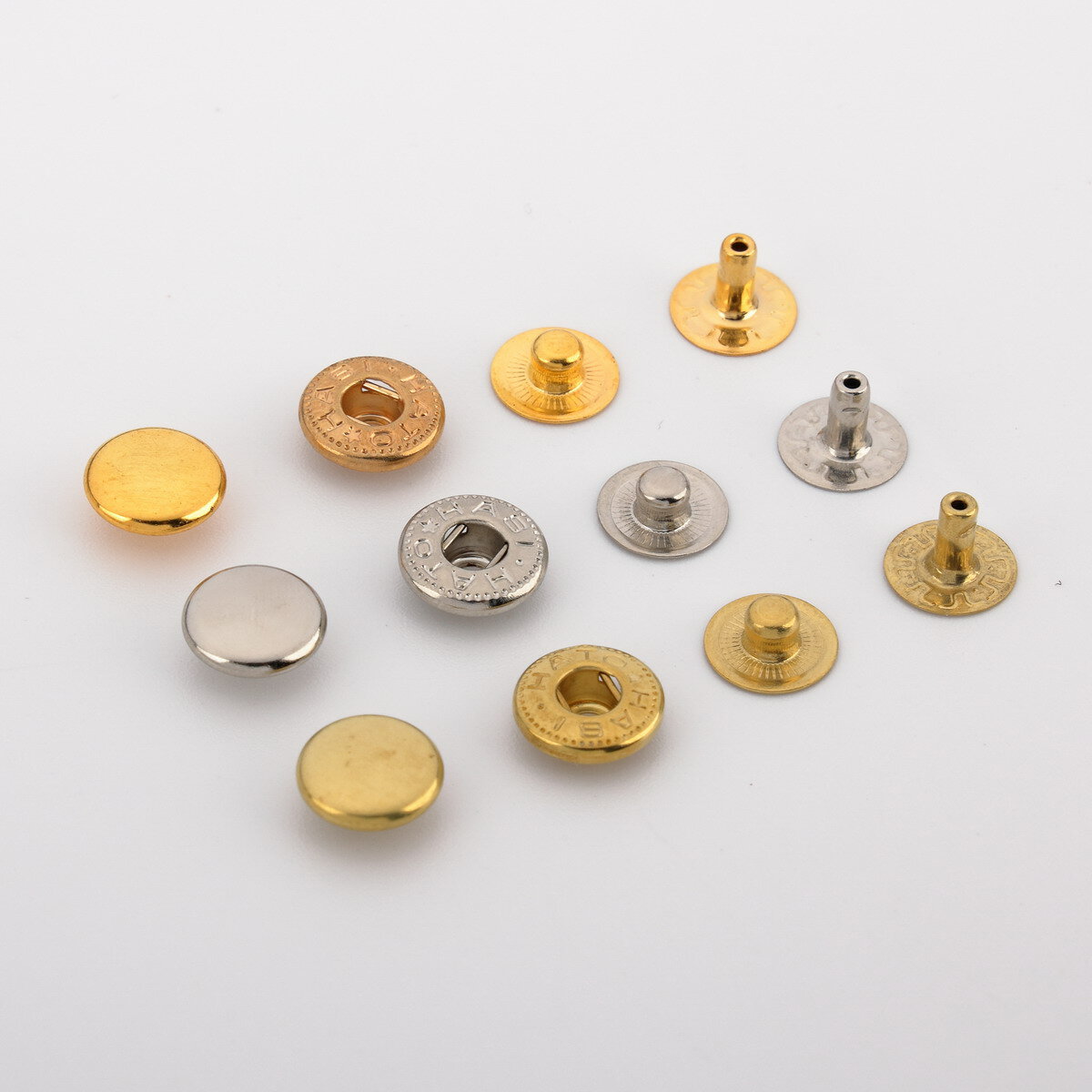 HASI HATO バネホック NO.1 10 mm 標準セット 10組入り 真鍮生地 鉄材 ゴールド ニッケル レザークラフト金具 留め具 ボタン