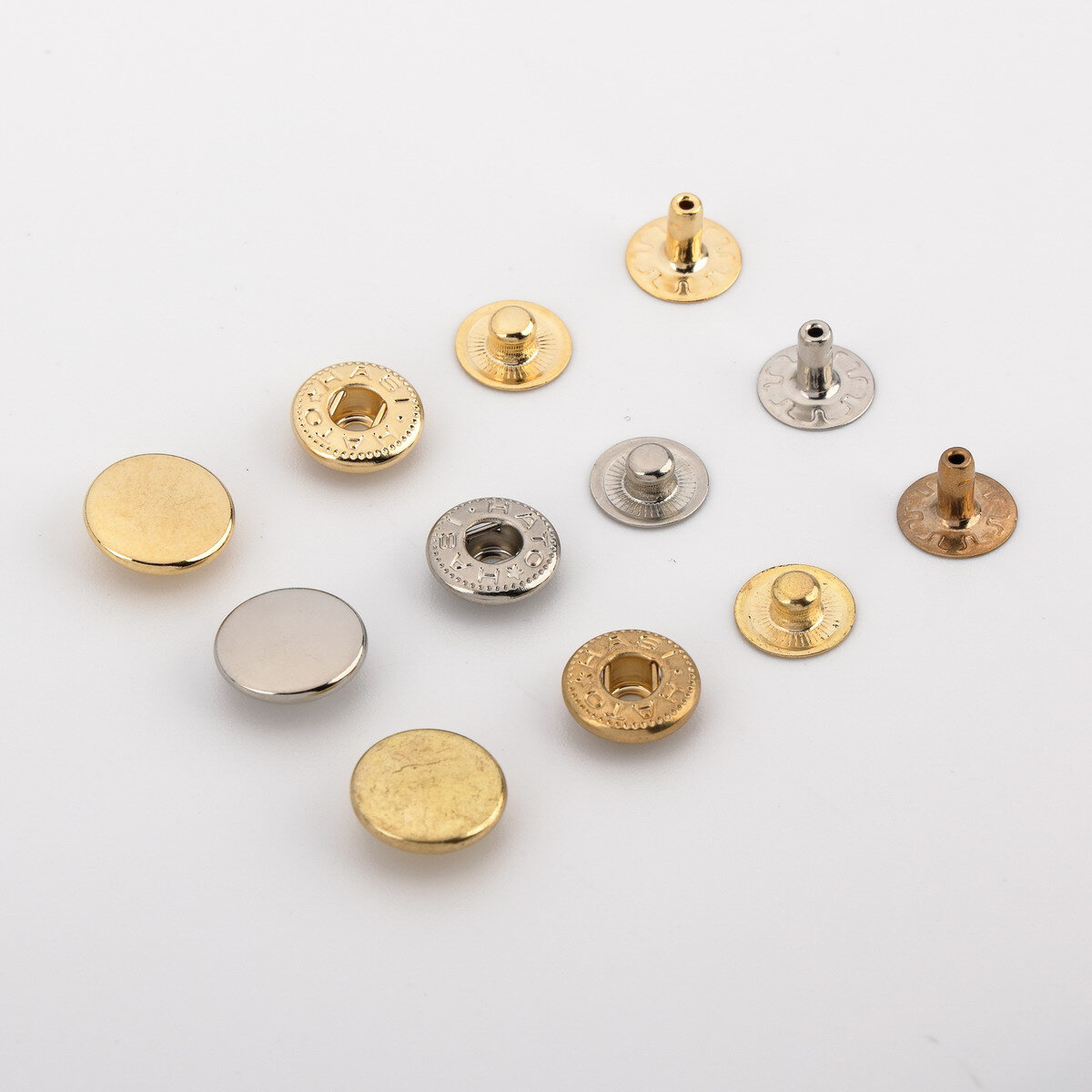 HASI HATO バネホック NO.2 11 mm 標準セット 10組入り 真鍮生地 鉄材 ゴールド ニッケル レザークラフト金具 留め具 ボタン