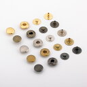THK真鍮製バネホック 丸頭 10セット入 NO.8 標準セット ニッケル ゴールド 黒 アンテック 10組入り レザークラフト金具 留め具 ボタン