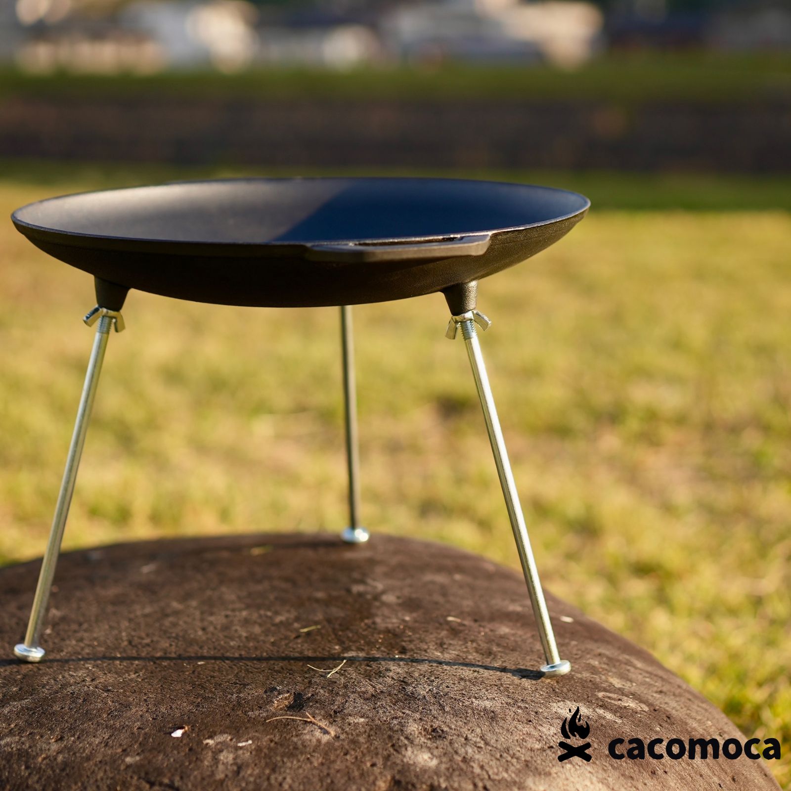 CAST IRON GRIDDLE 38cm BBQ 焚き火 ダッチオーブン マルチ調理器具 足付き鉄製グリドル キャンプ シー..