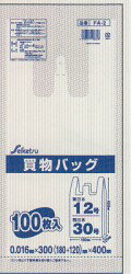 商品説明 メーカー 株式会社セイケツネットワーク 商品名 買い物バッグ　　東日本12/西日本30号 品　番 FA-2 色 乳白色 サイズ 厚み0.016×ヨコ300(180+120)×タテ400mm 材　質 HDPE 枚数/入数 100枚入×30冊×3ケースセット 特　長 ●標準タイプ ●とって付き ●日々のお買物・荷物の持ち運び・イベント・店舗資材などに!! 　 ※北海道・九州・沖縄を含む離島につきましては別途請求とさせて頂きます。 ※こちらの商品はメーカーからの直送品のため 代引不可・返品不可の商品となります。あらかじめご了承ください。 ★銀行振り込みまたはクレジット決済が条件になります。◎セイケツネットワークおすすめ人気商品《レジ袋・買い物袋》!! 　日々にお買物・荷物の持ち運び・イベント・店舗資材などに!!