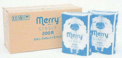 [5ケース送料無料] ◎芯無メリー　200m[6ロール×5パック×5箱][新橋製紙正規代理店]［事業者限定］[トイレットペーパー](3)