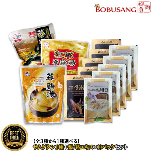 あす楽★限定セール【全3種から選べる 参鶏湯×1種+「葛エキス+梨エキス (100ml×各5パック)」 セット】★ レトルトパック 参鶏湯 サムゲタン チョロギ...