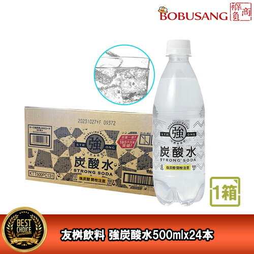 友桝飲料 強炭酸水 500mlx24本「1箱」炭酸飲料 ノンアルコール ソーダ割 炭酸 ペットボトル 飲料 ハイボール ウィスキー ジュース 焼酎 割材 無糖 無添加 天然水 日本製 夏対策応援特価 あす楽（05433-24s）