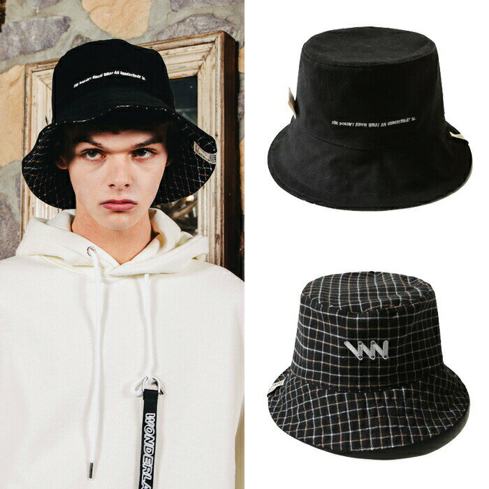 【正規品/送料無料】WV PROJECT / Tea Time Bucket Hat SYAC7132 バケットハット リバーシブル メンズ 帽子 カジュアル K-POPアイドル着用 韓国ファッション 韓国ブランド 春 夏 秋 韓国 WV プロジェクト ブラック 黒 チェック【韓国発送/海外通販/関税込】