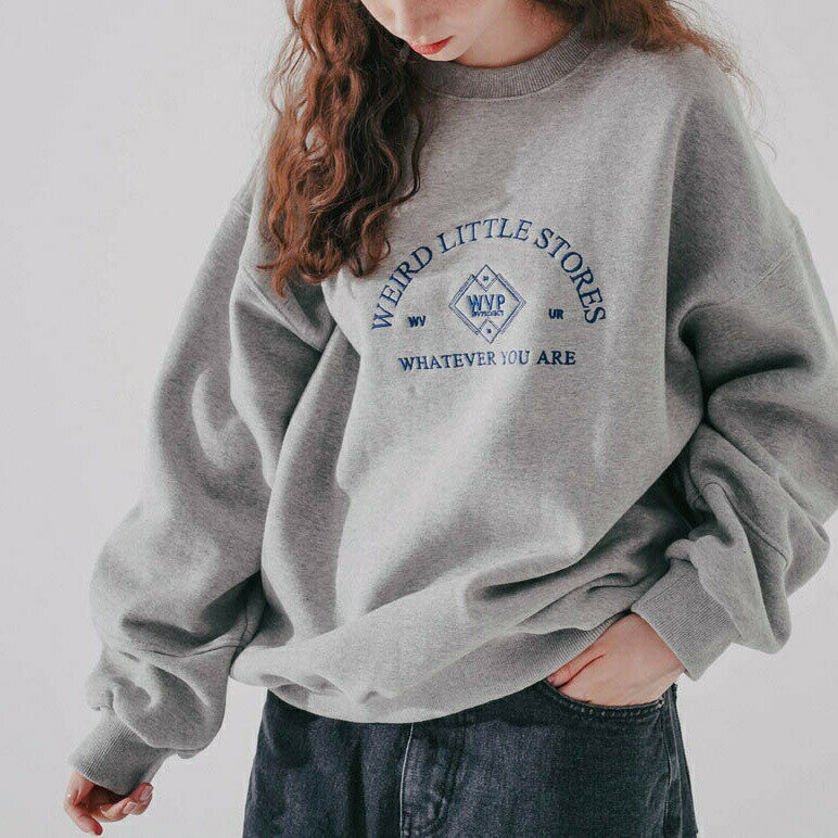 【正規品/送料無料】WV PROJECT / Prenie Sweatshirt MJMT7407 裏起毛 オーバーフィット シンプル 長袖 体型カバー トレーナー ゆったり ユニセックス スウェットシャツ 韓国ファッション 韓国ブランド 秋 冬 韓国 WV プロジェクト【韓国発送/海外通販/関税込み】