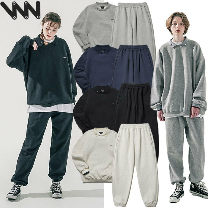 【正規品】WV PROJECT トレーナー パンツ 起毛 Jeje sweat Set-up MJMT7514 MJLP7515 ☆ 裏起毛 スウェット セットアップ オーバーフィット ゆったり メンズ レディース 韓国ファッション 韓国ブランド ダブリューブイプロジェクト 【韓国発送/海外通販/関税込/送料無料】