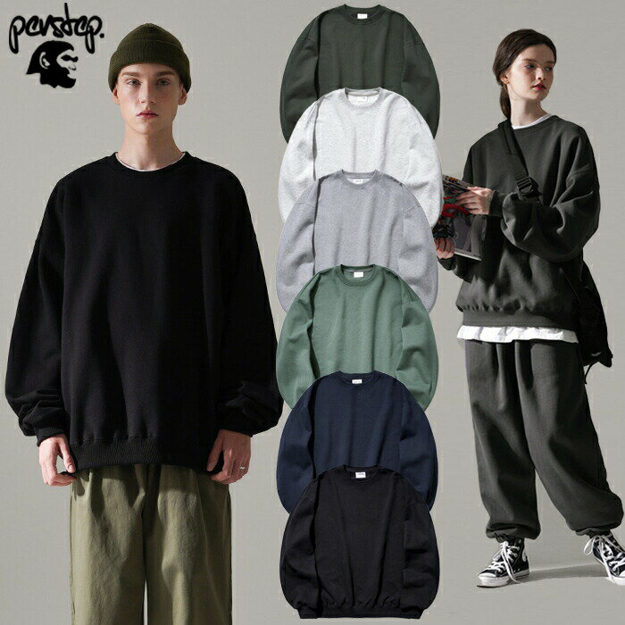 【正規品】PERSTEP スウェット トレーナー ゆったり Mile Balloon Sweatshirt DEMT4443 ☆ オーバーフィット ストリート 長袖 裏起毛 ユニセックス 秋 冬 カジュアル ビックシルエット 韓国ファ…