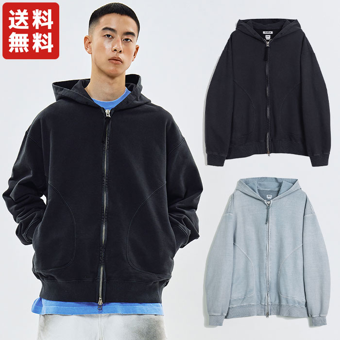 【正規品】 86d フード ジップアップ sun dyed hoodie zip-up ☆ アウター カジュアル ゆったり オーバーフィット メンズ レディース ストリート シンプル 2WAYジッパー ギフト プレゼント 春 秋 冬 韓国ファッション【韓国発送/海外通販/関税込/送料無料】