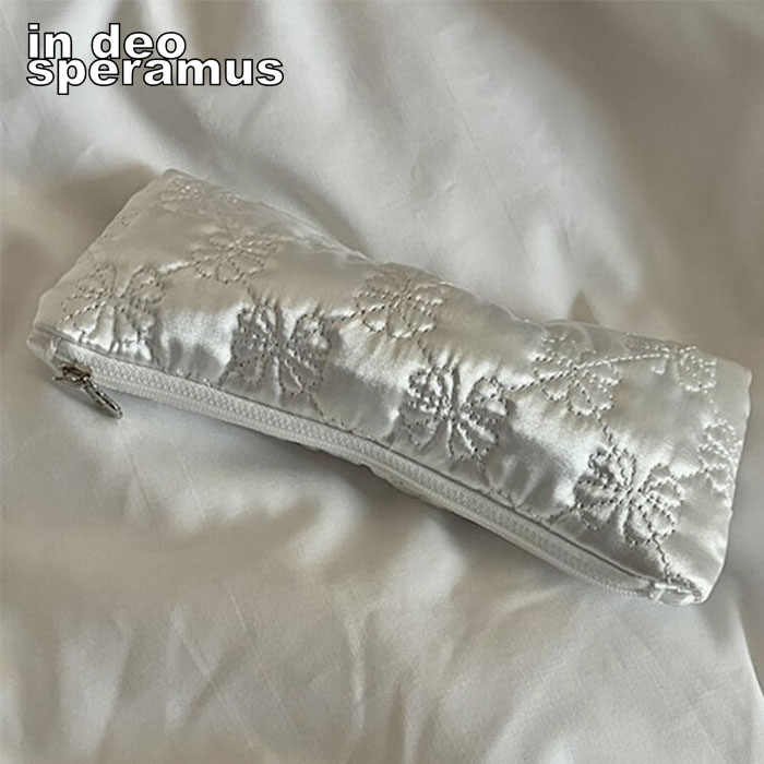 【今だけ10%OFF+クーポン】 IN DEO SPERAMUS ペンケース 筆箱 Satin pencil case ☆ サテン キルティング 文房具 文具 ...