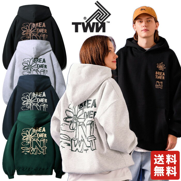 【正規品】 TWN パーカー ゆったり Breather Hoodie HHHD3536 ☆ 起毛 フーディ フラワー オーバーフィット カジュアル ストリート メンズ レディース 韓国 人気 韓国ファッション 韓国ブランド ティーダブリュエヌ 【韓国発送/海外通販/関税込/送料無料】