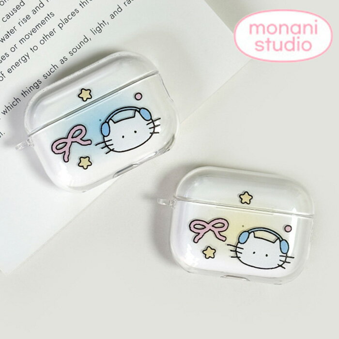 【正規品】 Monani Studio Airpodsケース イヤホンケース Cat Star Ribbon AirPods Hard Case ☆ テックアク...