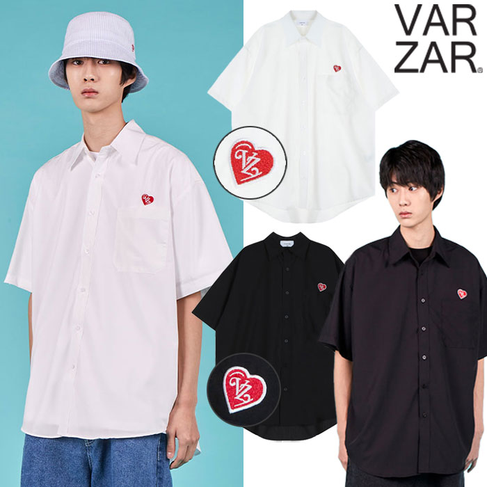 楽天DOOR SEOUL【正規販売店】VARZAR 半袖シャツ ゆったり VZ Line Heart T-Shirts ☆ オーバーサイズ シンプル ロゴ レディース メンズ ストリート カジュアル 人気 韓国ファッション 韓国ブランド バザール K-POP【韓国発送/海外通販/関税込/送料無料】