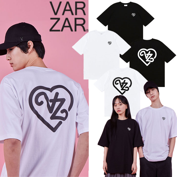 楽天DOOR SEOUL【正規販売店】VARZAR 半袖Tシャツ ゆったり VZ Line Heart T-Shirts ☆ オーバーサイズ シンプル ロゴ レディース メンズ ストリート カジュアル 人気 韓国ファッション 韓国ブランド バザール K-POP【韓国発送/海外通販/関税込/送料無料】