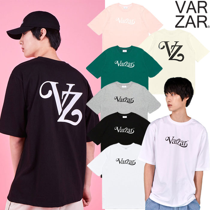 【正規販売店】VARZAR Tシャツ ゆったり Leaf VZ Logo T-Shirts ☆ 半袖 ロゴ プリント ストリート カジュアル シンプル オーバーフィット レディース メンズ 韓国 人気 韓国ファッション 韓国ブランド バザール K-POP 【韓国発送/海外通販/関税込/送料無料】